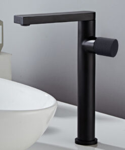 Minimalist Matte Black Deck-Mounted Basin Faucet