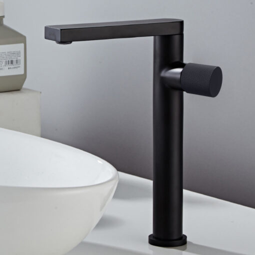Minimalist Matte Black Deck-Mounted Basin Faucet