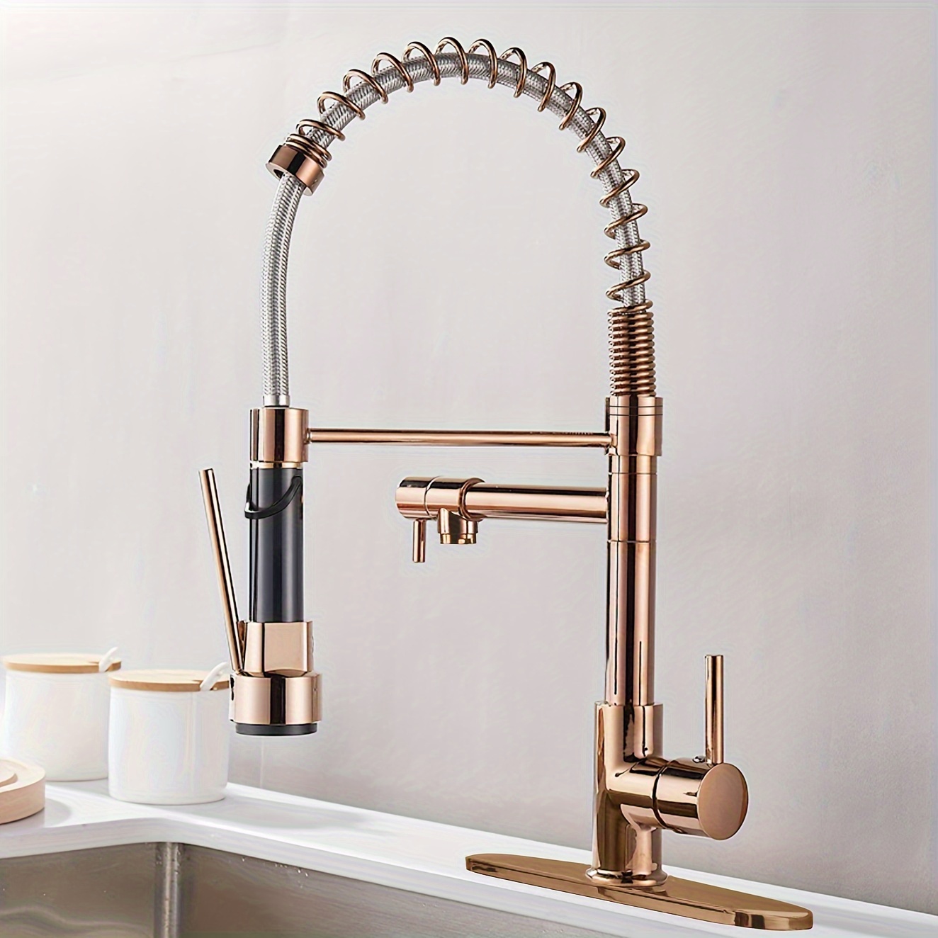 Luxury Brushed Gold Dual-Function Kitchen Faucet