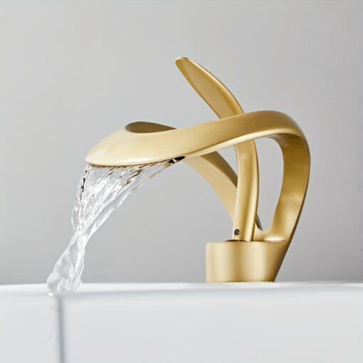 single handle waterfall faucet solid brass creative hollow design faucet