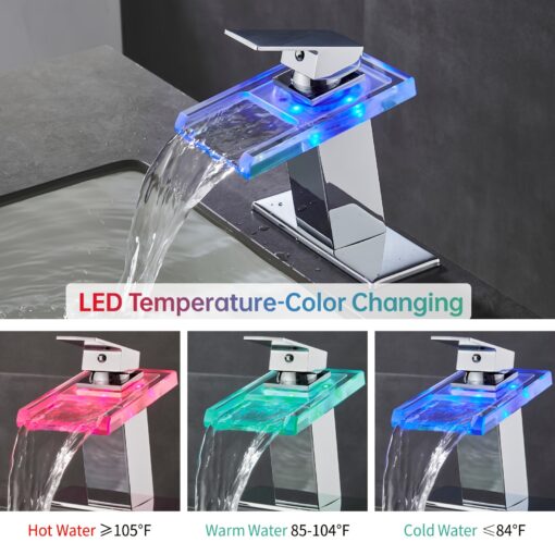 Waterfall LED Bathroom Sink Faucet