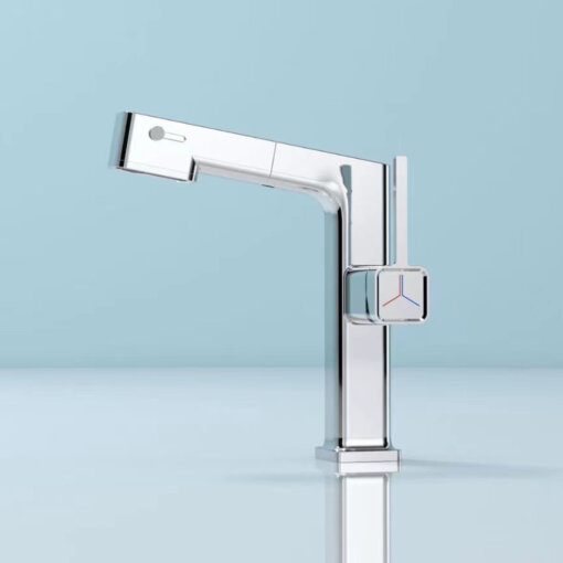 Pull-Out Multifunctional Single Handle Square Kitchen Faucet