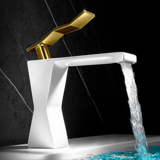 Geometric Design Faucet - Innovative Waterfall Spout Modern Single Handle Tap