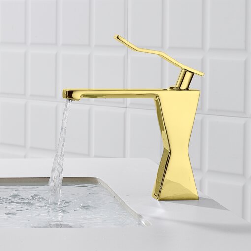Modern Minimalist Bathroom Faucet - Innovative Single Handle Design, Low-Lead Copper, Effortless Water Flow and Temperature Control